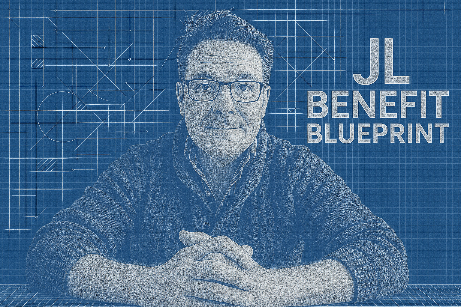 Blueprint-style illustration for JL Benefit Blueprint small business group benefits